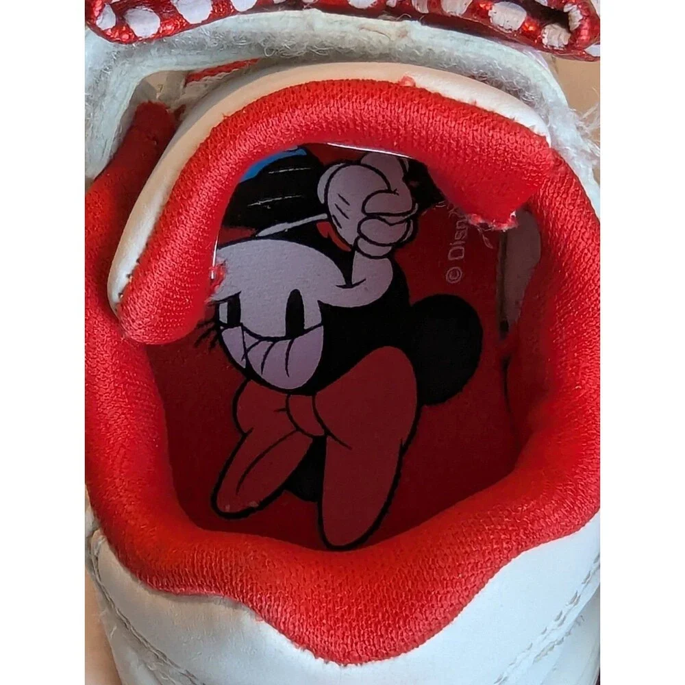 Minnie Mouse Disney Shoes Size 2 Toddler Canvas White And Red Bow Sparkles